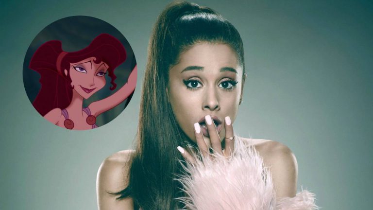 ariana grande con ilustración de megara de hércules de disney