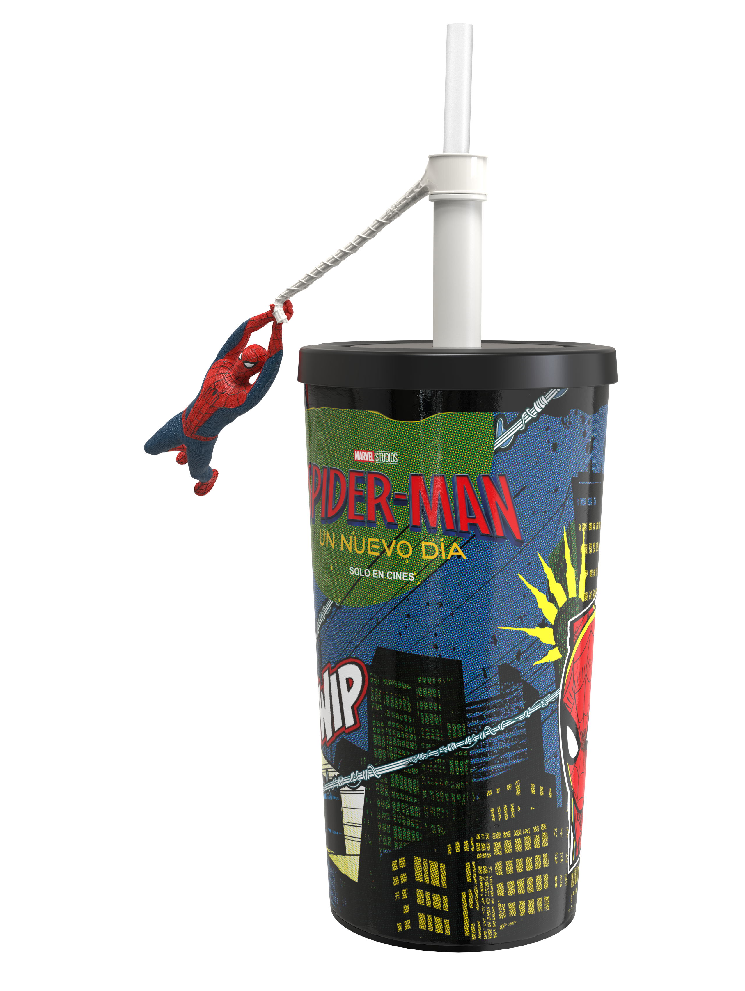Vista lateral del vaso coleccionable de Spider-Man