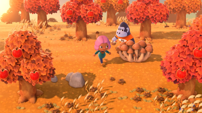 Escena oficial de Animal Crossing: New Horizons centrada en exploración y colección.
